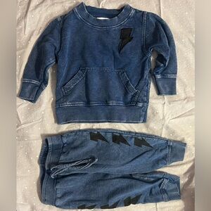 Little Mish Baby Boy 6 Months Navy Blue Lightning Bolt Matching Set Legend Rock